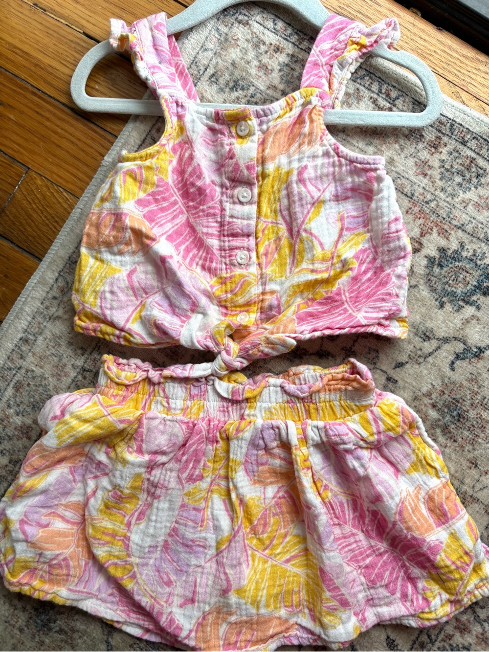 18M Baby Girls Cat & Jack Pink and Yellow Floral Two-Piece Matching Set Tank